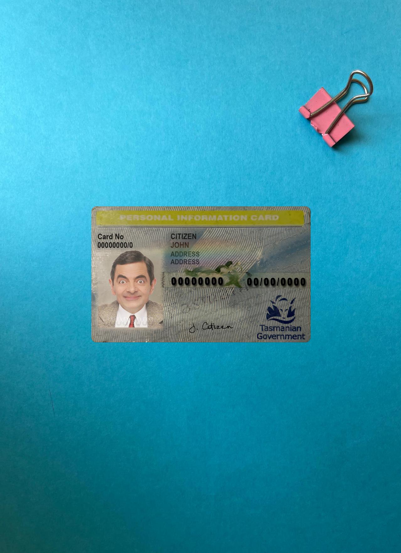 Printable Australia Tasmania personal information card photolook download for verification